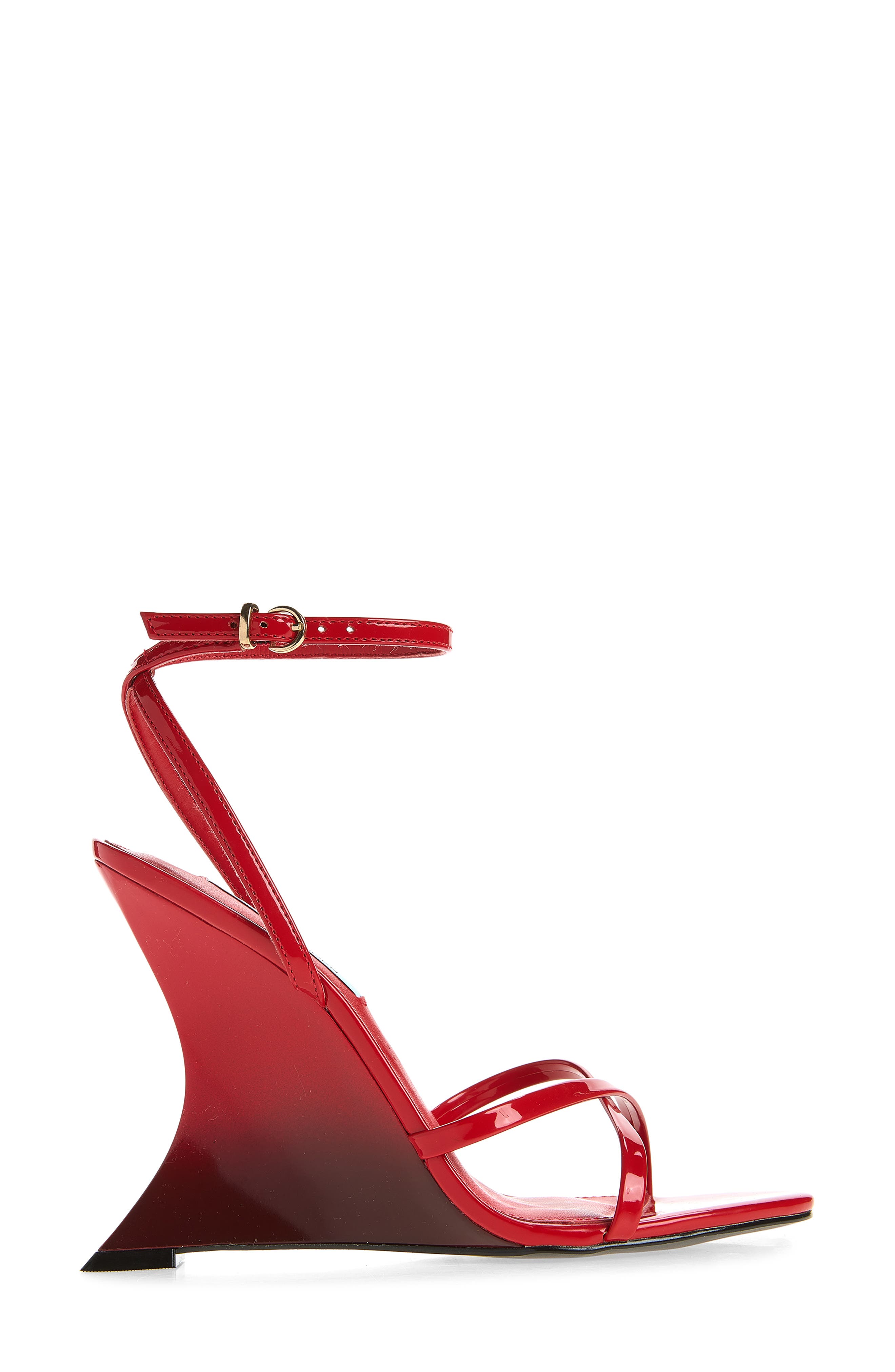 Layers Ankle Strap Wedge Sandal, Alternate, color, RED PATENT