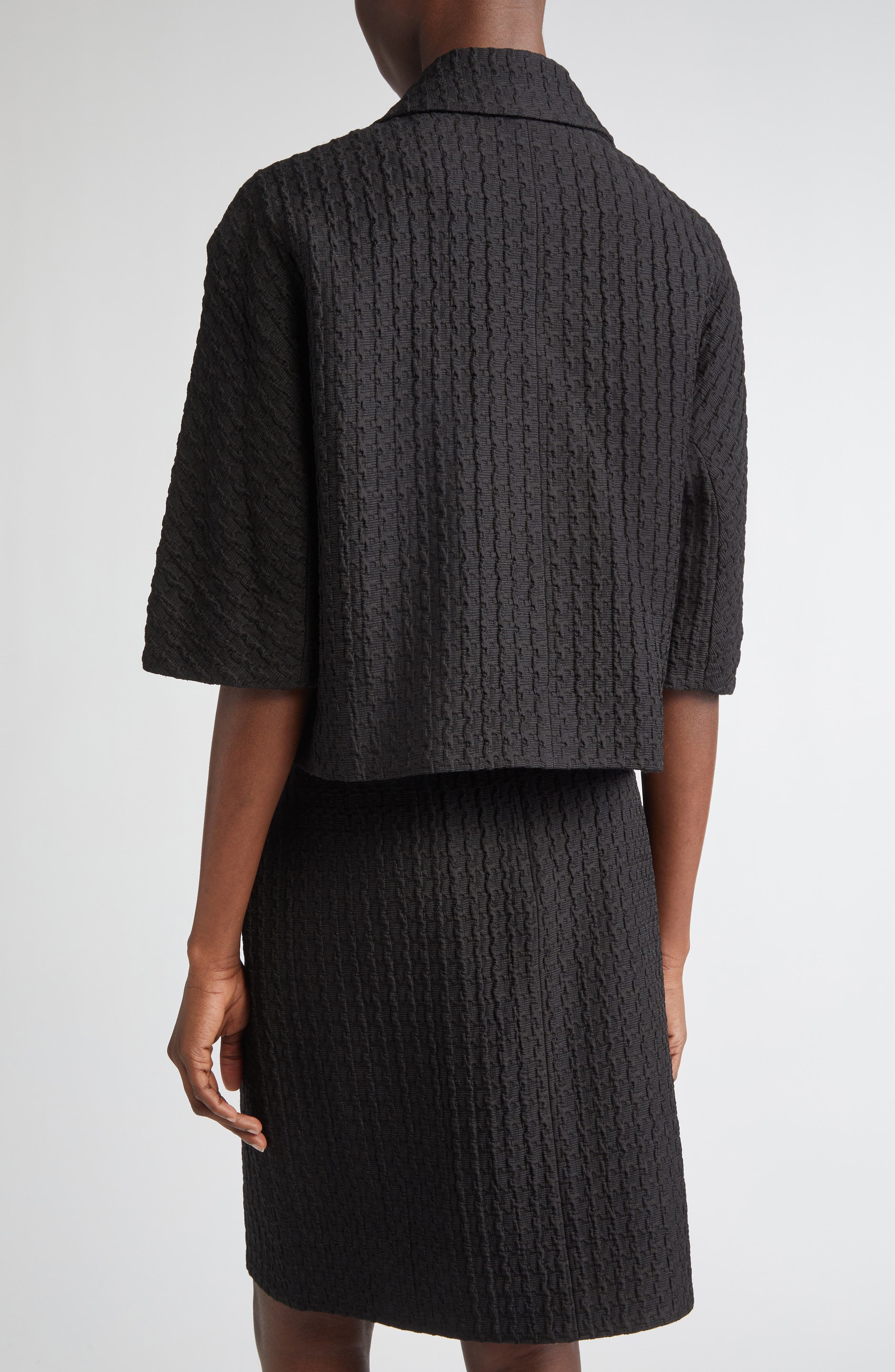 Textured Houndstooth Jacquard Double Breasted Jacket - image 2