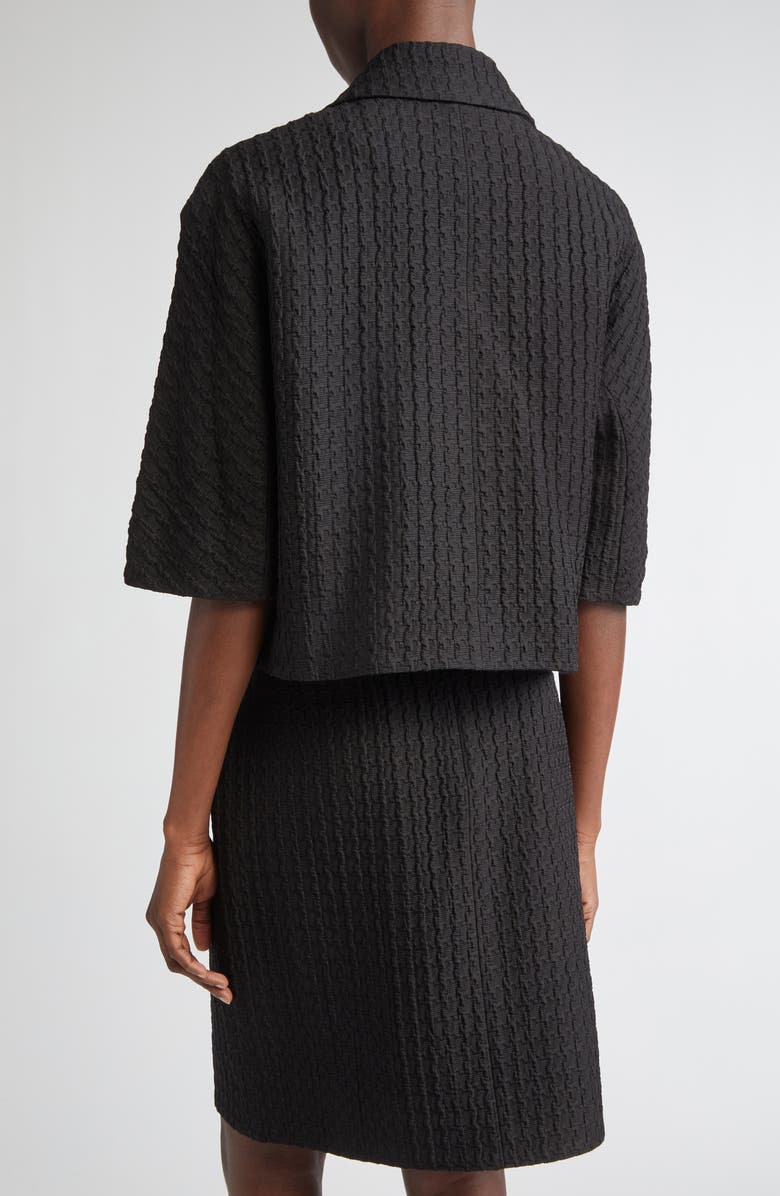 Lafayette 148 New York Textured Houndstooth Jacquard Double Breasted Jacket, Alternate, color, Black