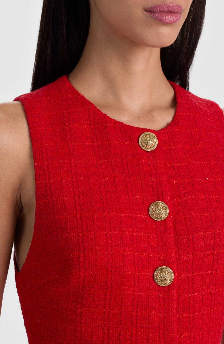 Alice + Olivia Cade Tweed Minidress, Alternate, color, Chili Pepper