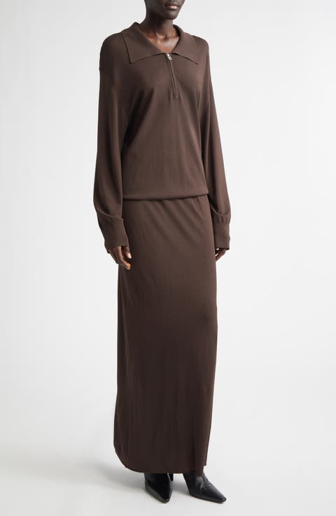 The Sabine Long Sleeve Polo Sweater Dress