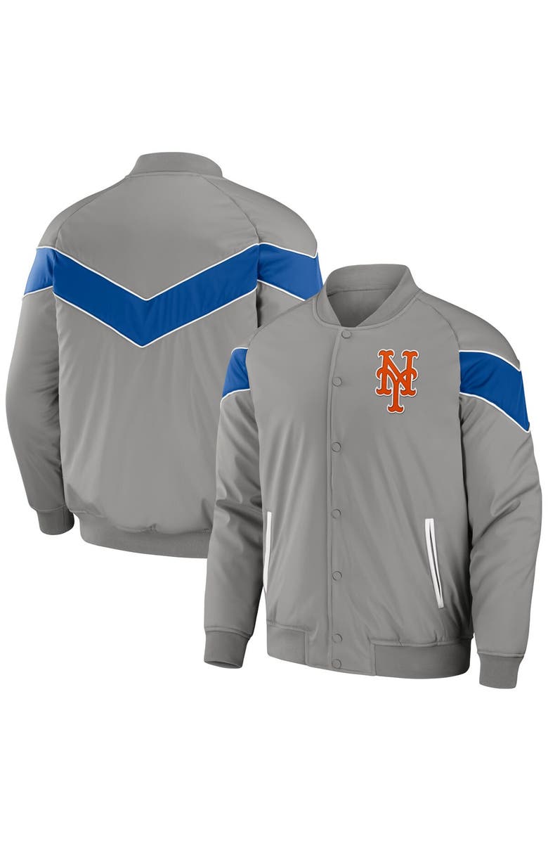 Darius Rucker Collection by Fanatics Men's Darius Rucker Collection by Fanatics Gray New York Mets Baseball Raglan Full-Snap Jacket, Main, color, Gray
