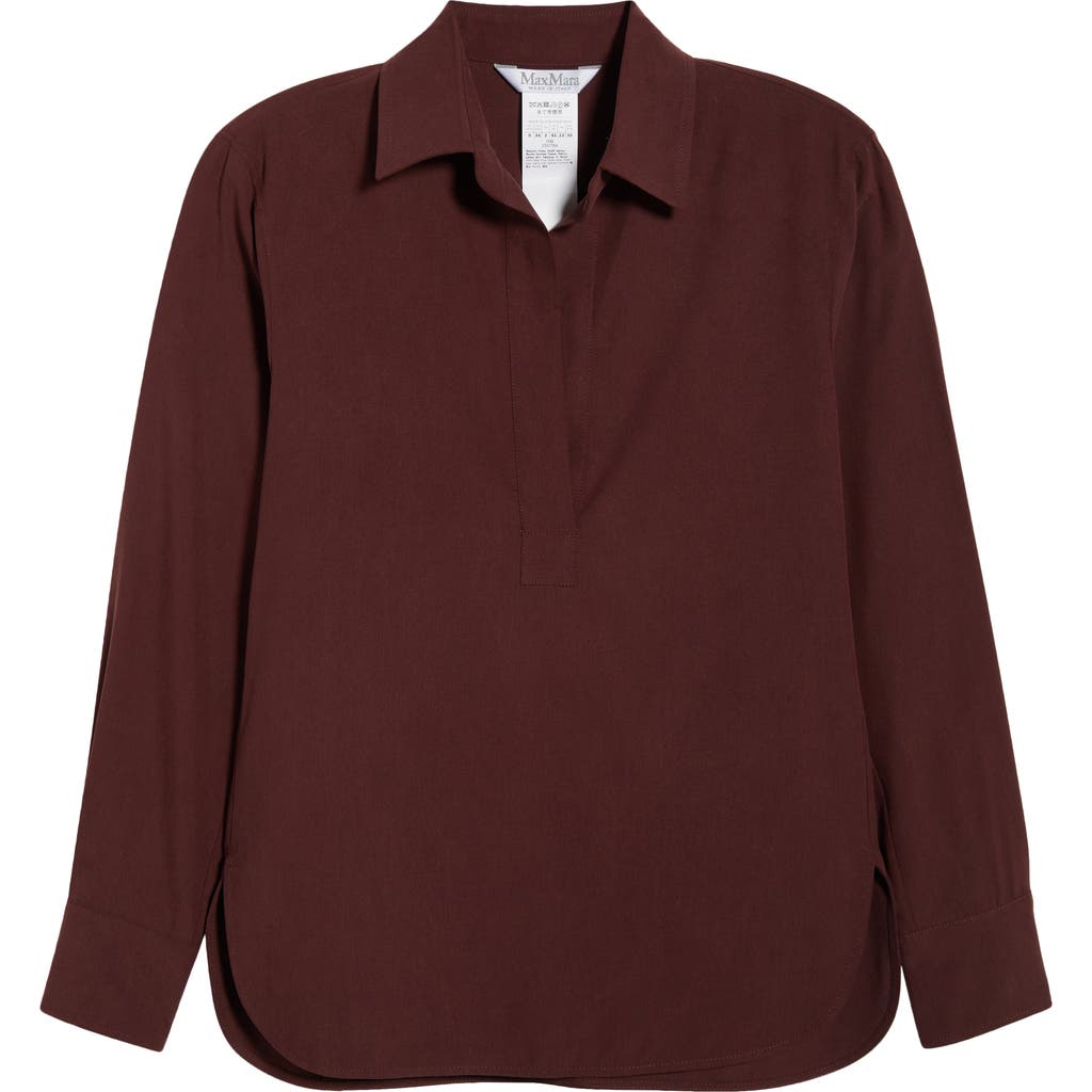 Max Mara Mirko Silk Crepe Popover Top In Brown