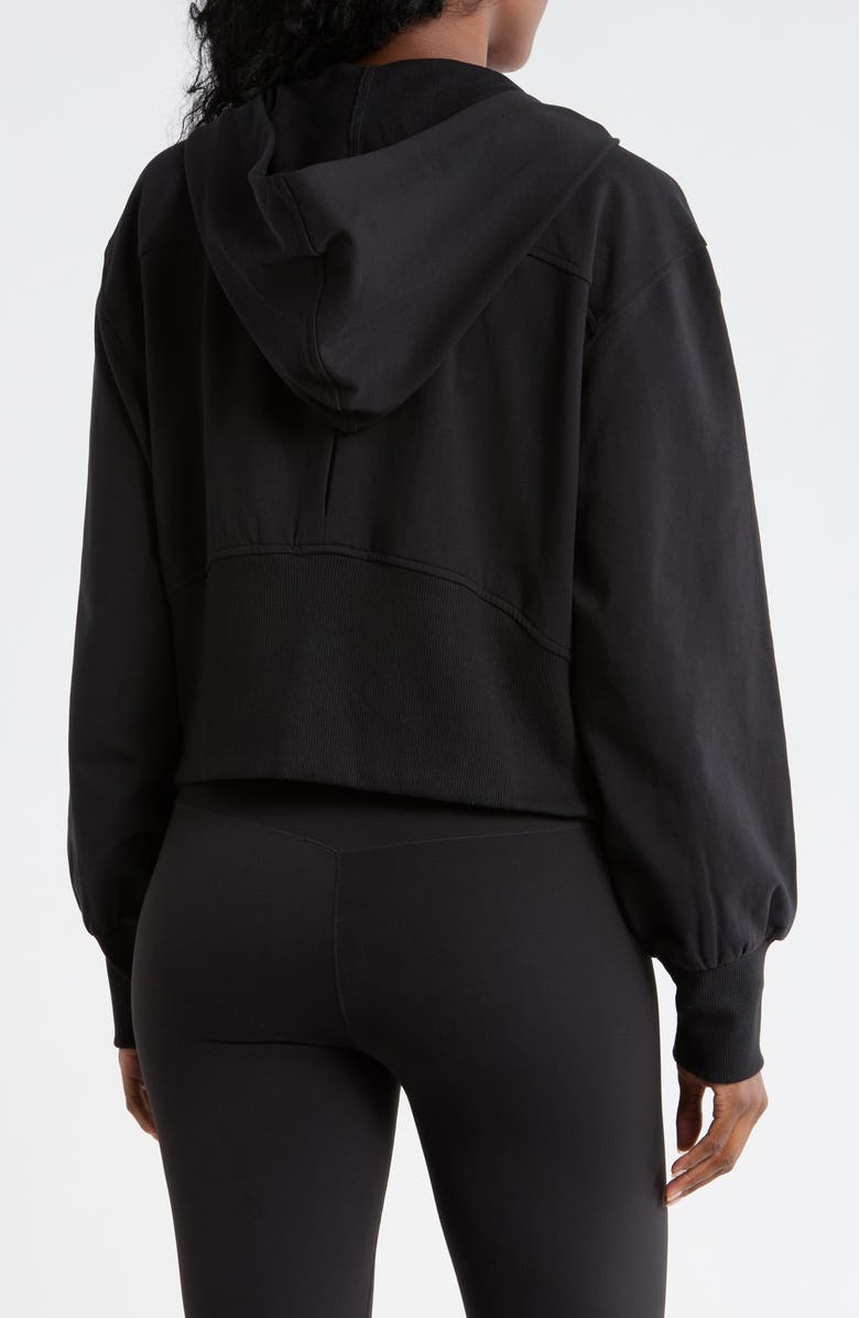 Z by Zella Relay French Terry Crop Full Zip Hoodie, Alternate, color, Black