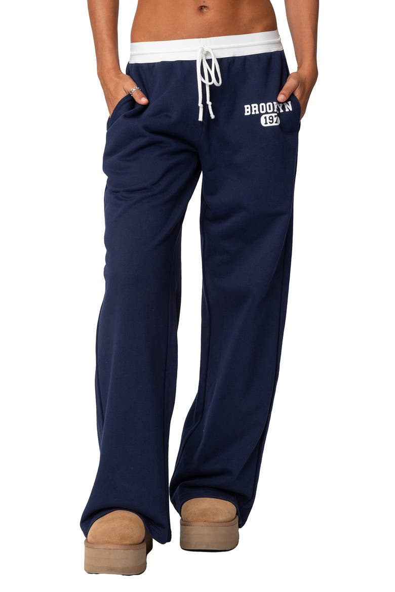 Brookie Cotton Graphic Sweatpants, Main, color, NAVY