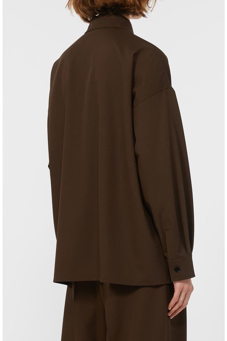Firmina Virgin Wool Button-Up Shirt, Alternate, color, DARK BROWN