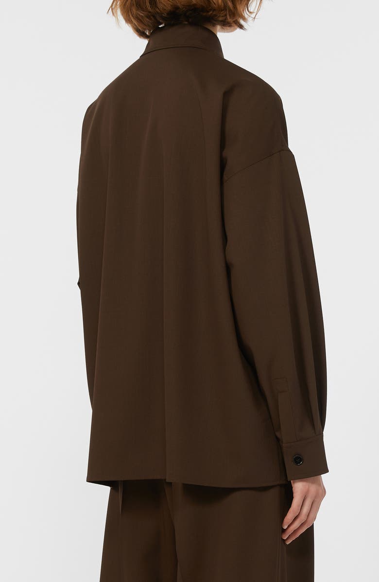 Weekend Max Mara Firmina Virgin Wool Button-Up Shirt, Alternate, color, Dark Brown