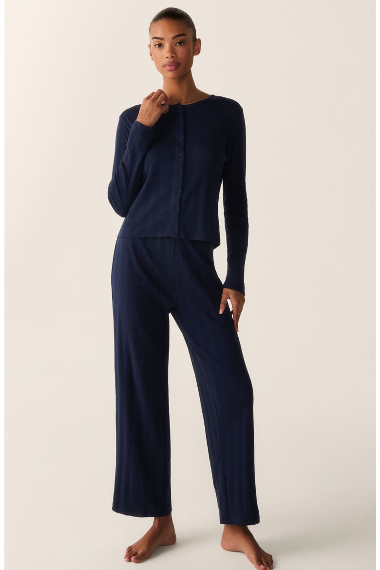 Pointelle Cotton Cardigan, Alternate, color, NAVY