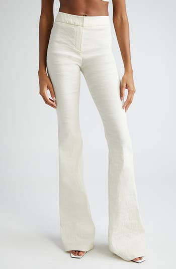 Brandon Maxwell Fae Mid Rise Stretch Linen Blend Flare Leg Pants ...