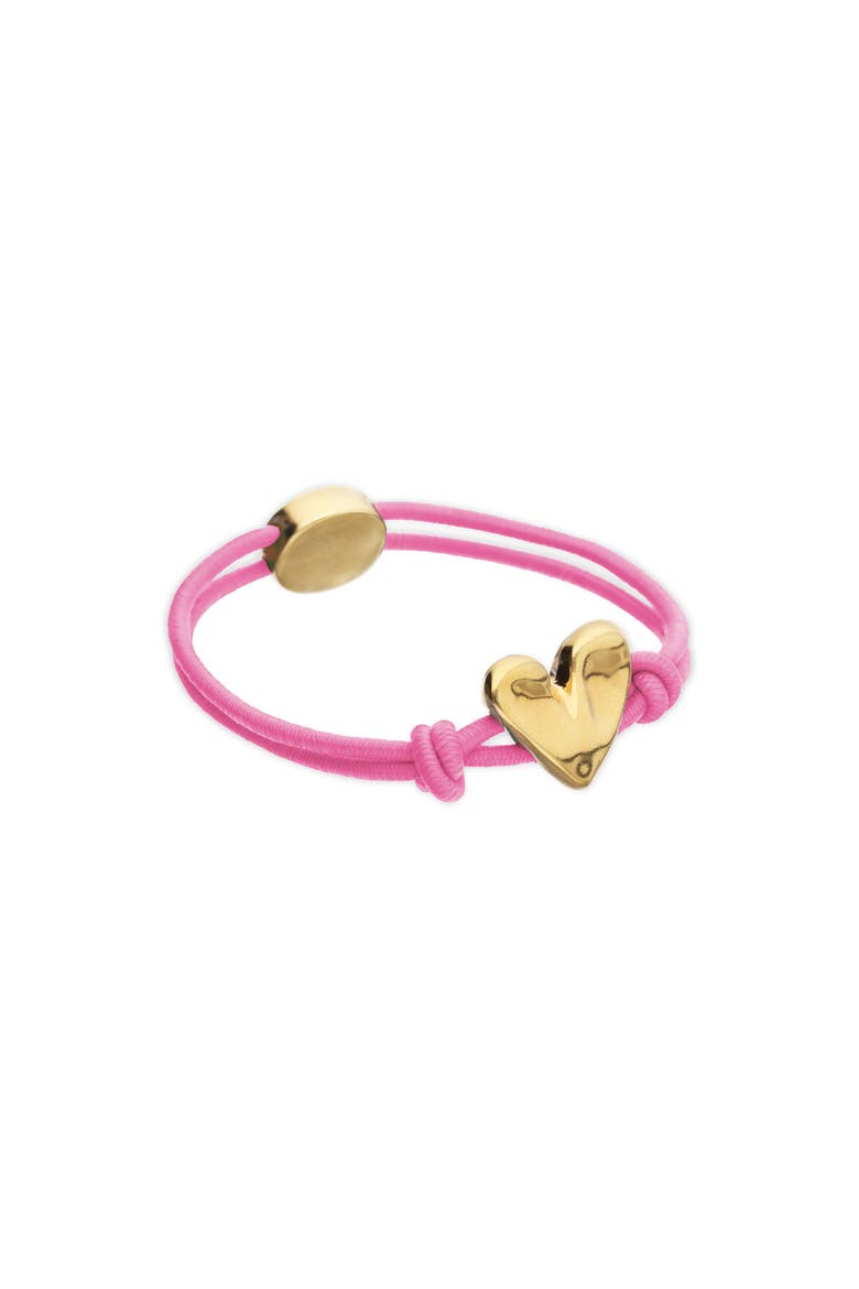 Elastic Thread Bracelet with 18K Gold-Plated Heart, Alternate, color, Pink