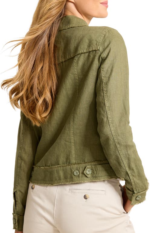 Tommy Bahama Two Palms Linen Raw Edge Jacket In Dk Fern