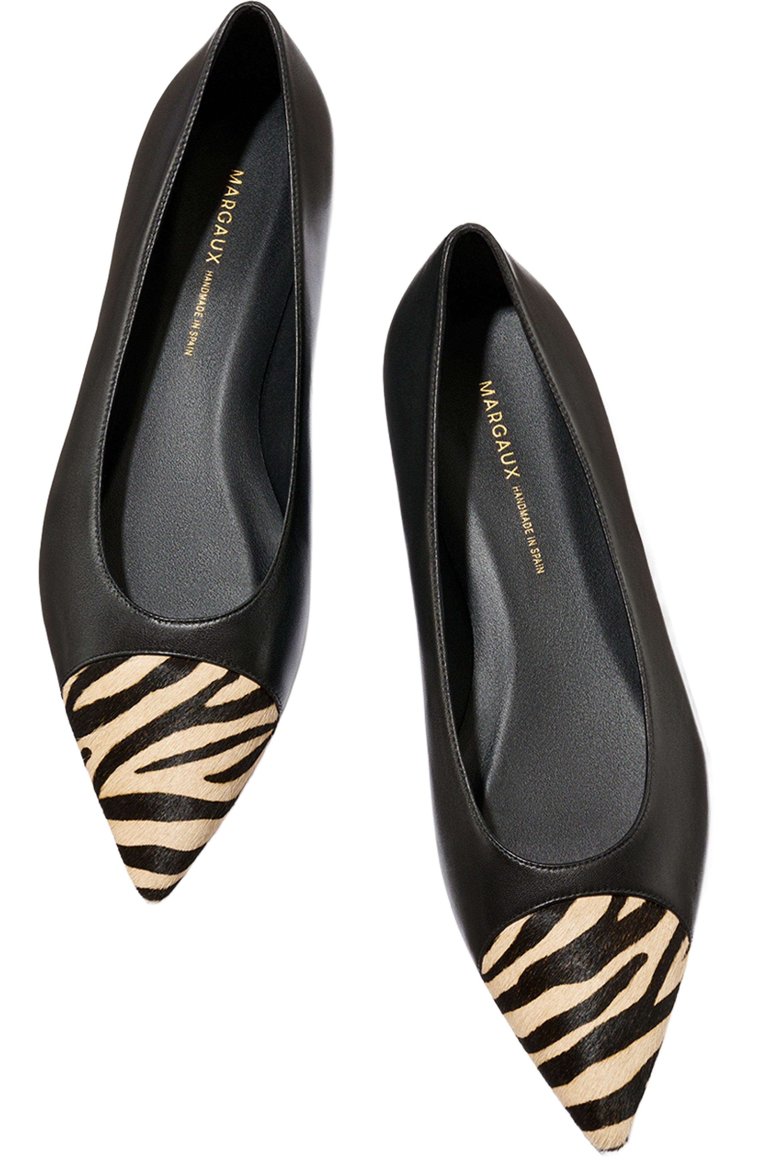 The Alba Flats, Alternate, color, Black Nappa and Zebra Haircalf