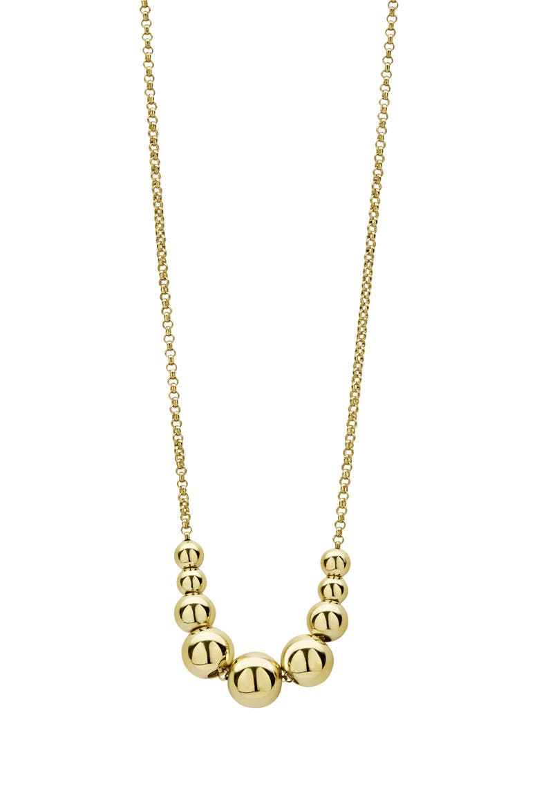 Caviar Gold Graduated Bead Chain Necklace, Main, color, GOLD