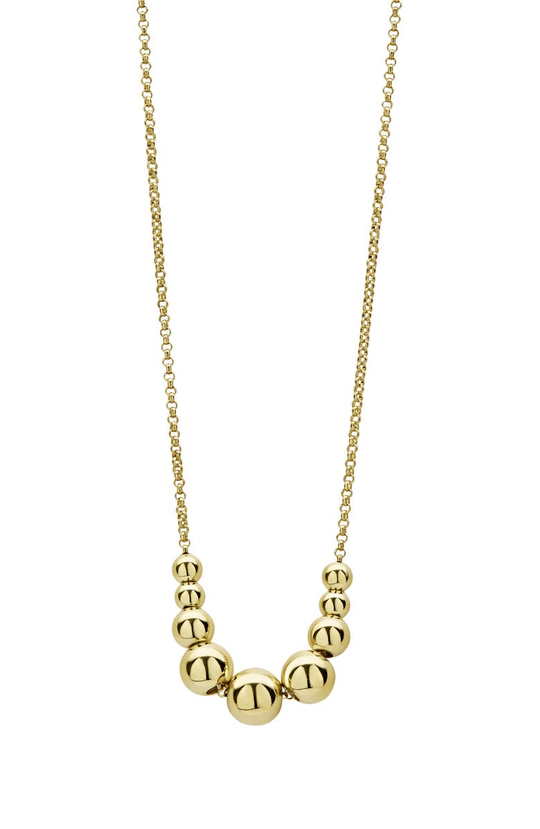 LAGOS Caviar Gold Graduated Bead Chain Necklace, Main, color, 