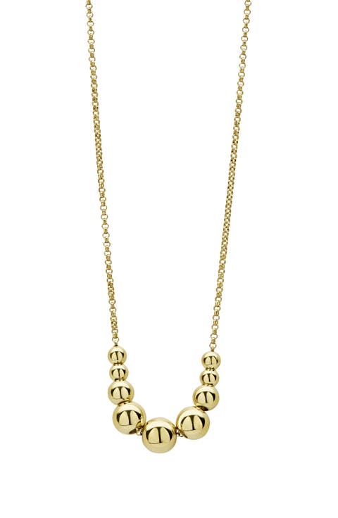Caviar Gold Graduated Bead Chain Necklace