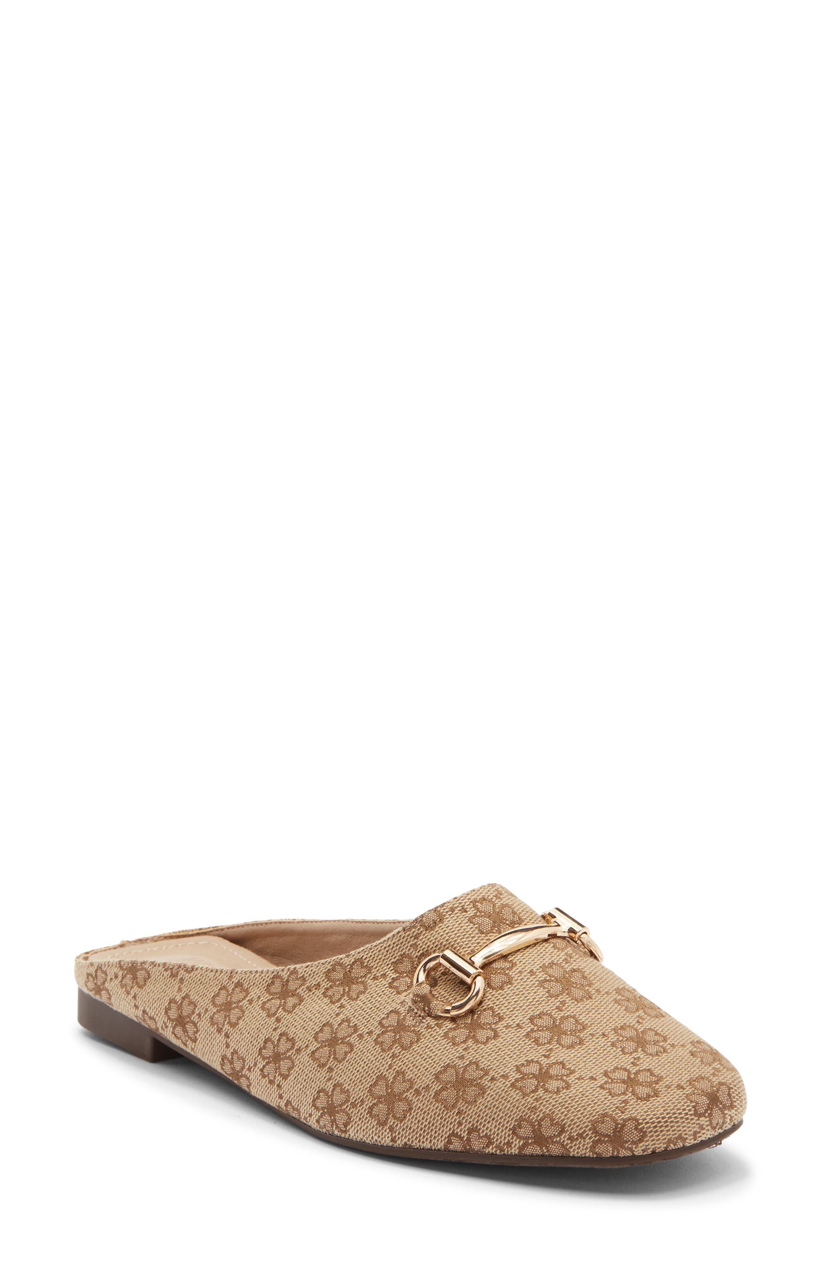 Paisley Faux Suede Flat Mule, Main, color, BROWN FLORAL