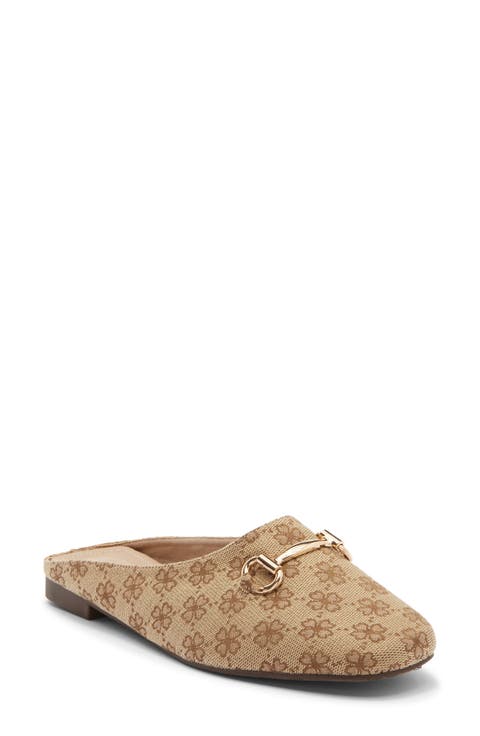 Paisley Faux Suede Flat Mule