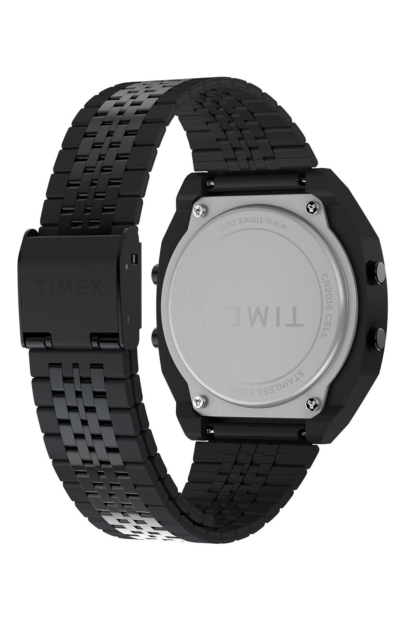 Timex® T80 Black Digital Stainless Steel Bracelet Watch, 36mm (Men
