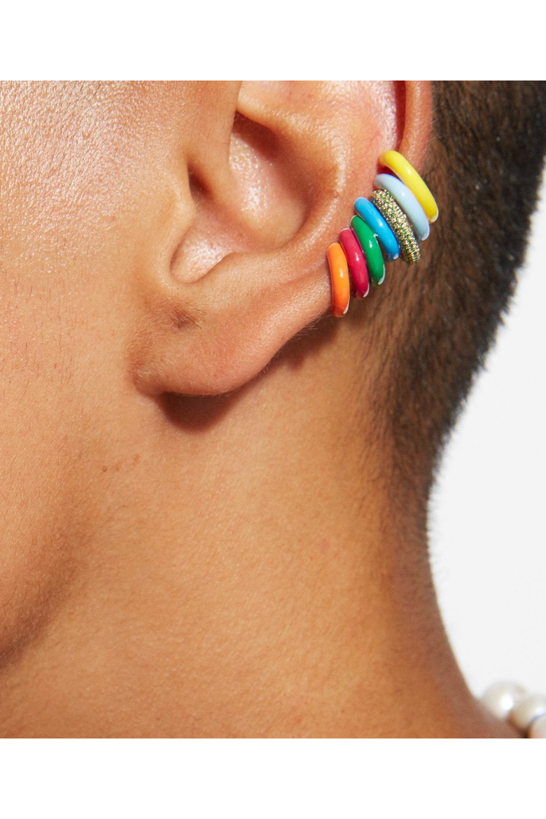 Sparkle Ear Cuffs in 14K Gold, Alternate, color, Green