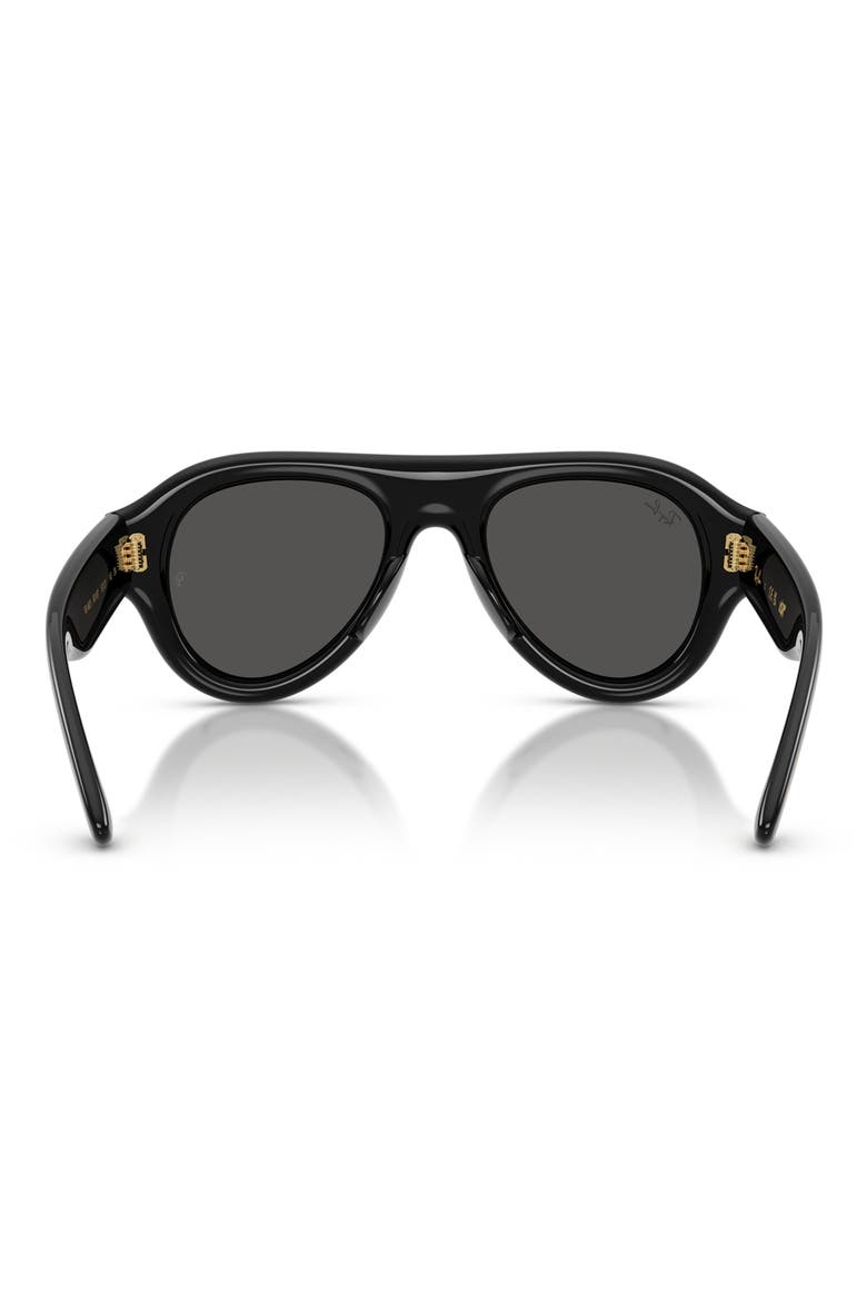 A$AP Rocky 52mm Pilot Puffer Sunglasses, Alternate, color, BLACK / DARK GREY