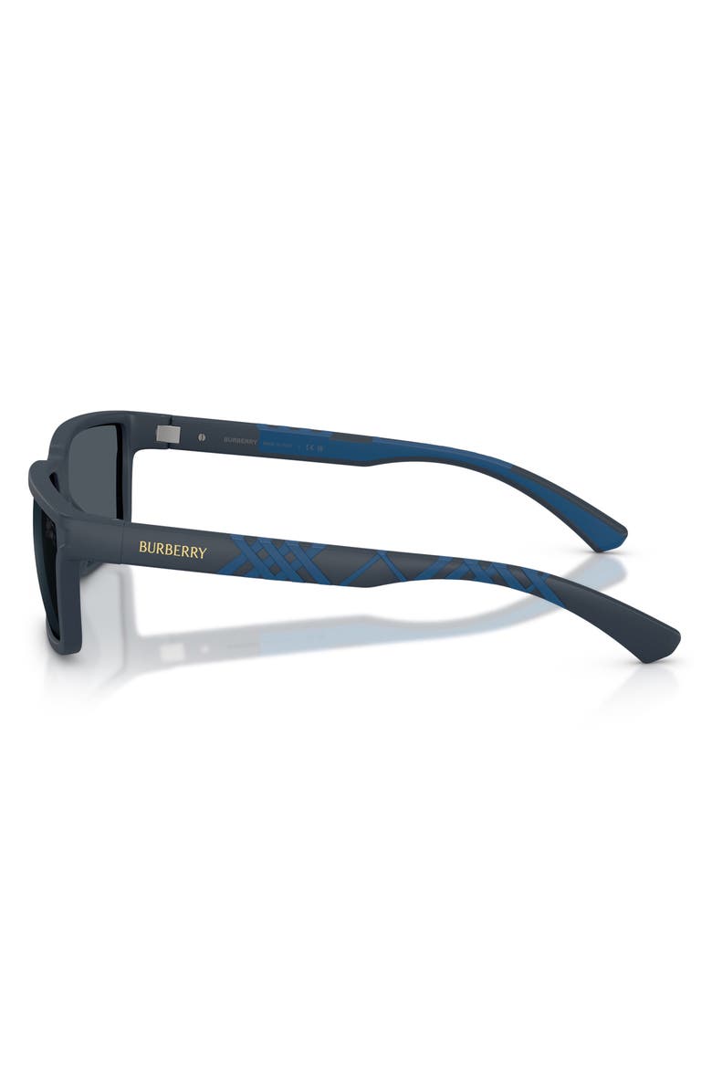 Burberry 61mm Rectangle Sunglasses, Alternate, color, Matte Blue / Dark Grey