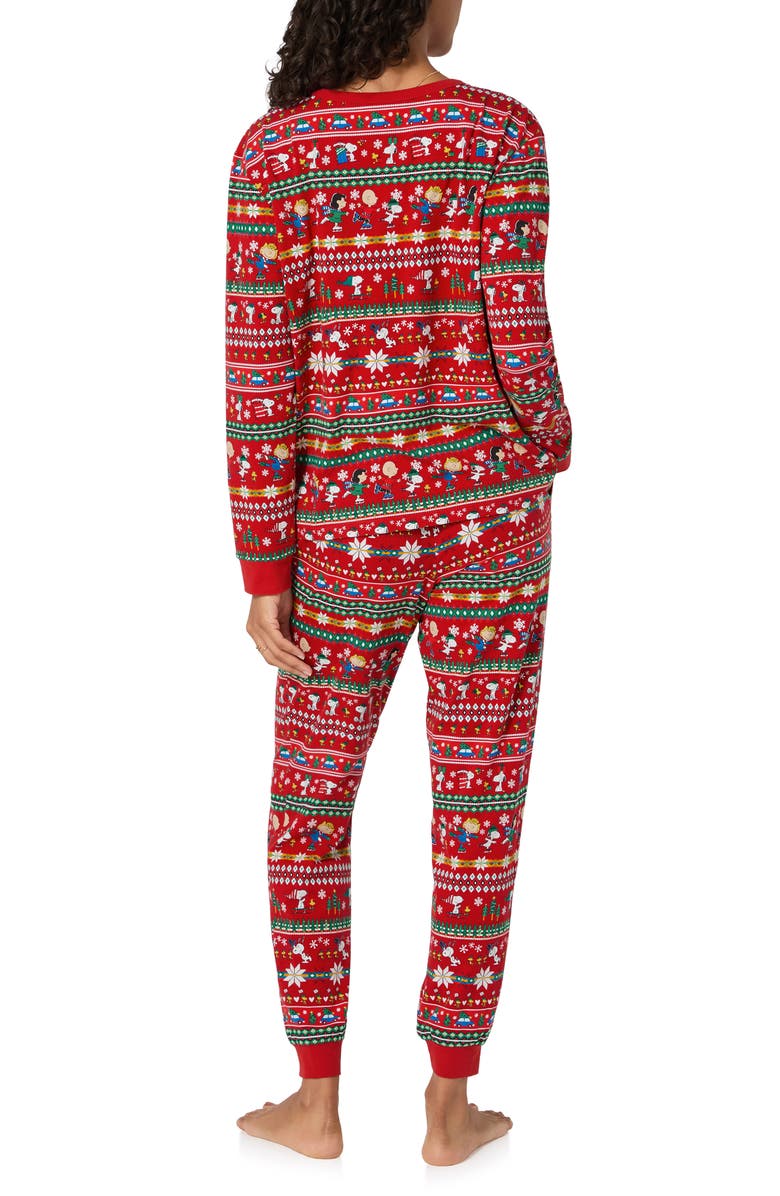 BedHead Pajamas Peanuts<sup>®</sup> Print Stretch Organic Cotton Pajamas, Alternate, color, Peanuts Winter Fair Isle