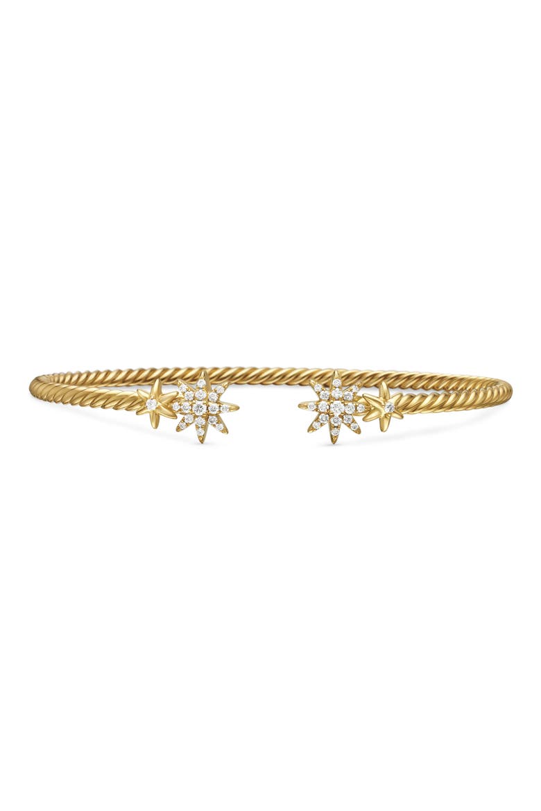 Petite Starbust Cable Cuff Bracelet, Main, color, DIAMOND/ YELLOW GOLD