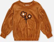 Deux par Deux Velvet Shimmer Flower Appliqué Elastic Hem Top