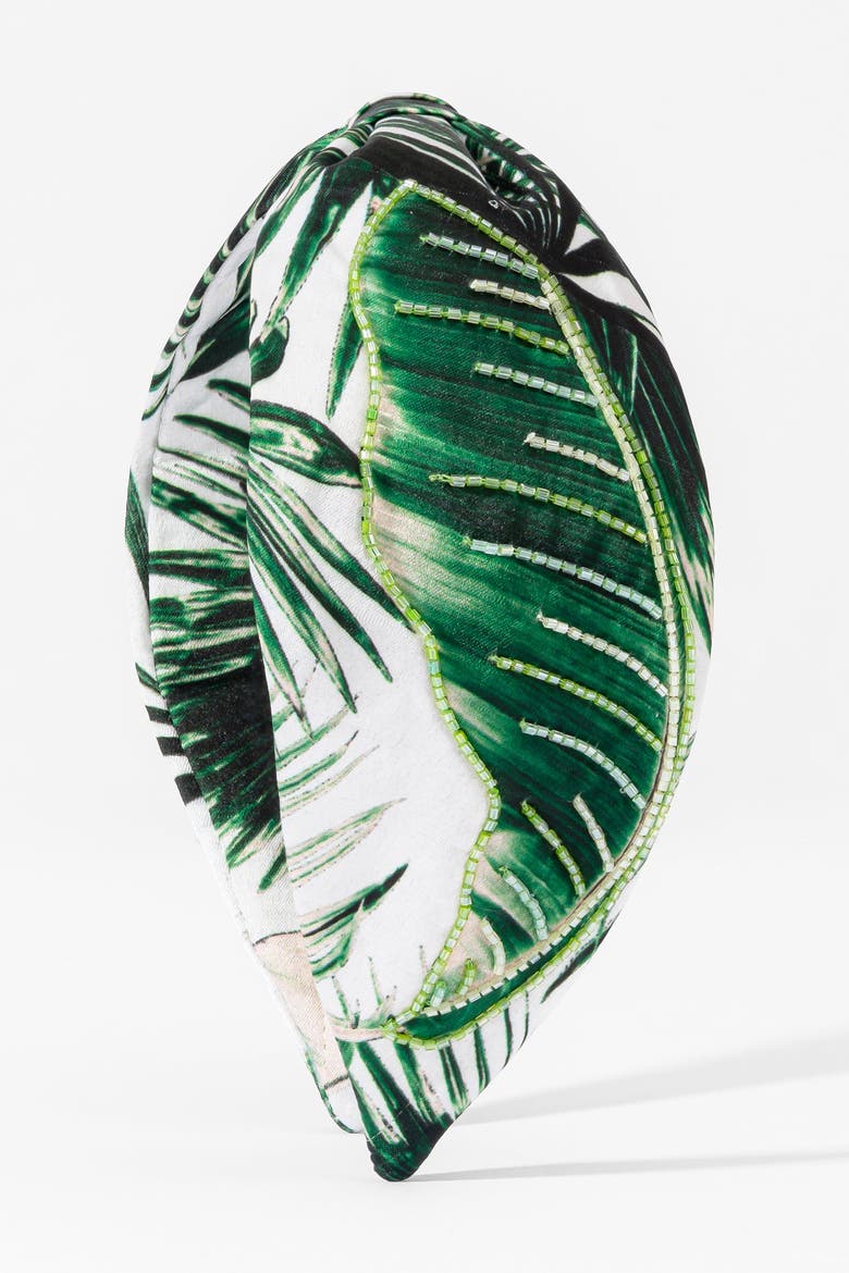 Palm Leaf Knotted Headband, Alternate, color, Green