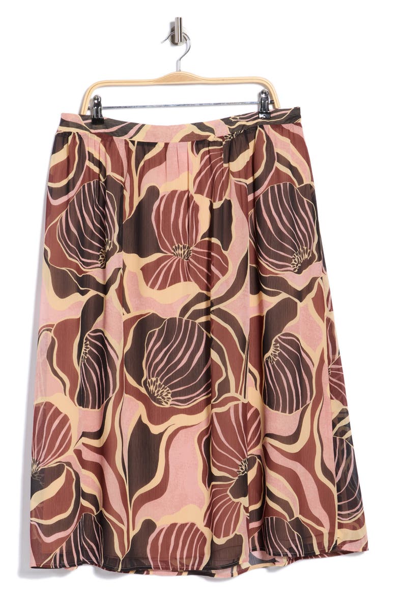 Mosaic Floral Skirt, Main, color, R693 PINK