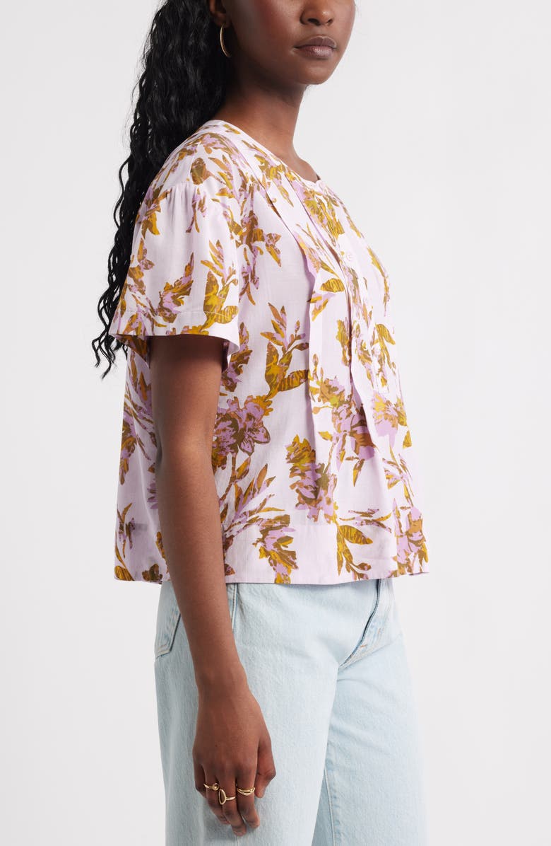 Treasure & Bond Floral Pleated Boxy Top, Alternate, color, Purple- Olive Ferrah Bloom