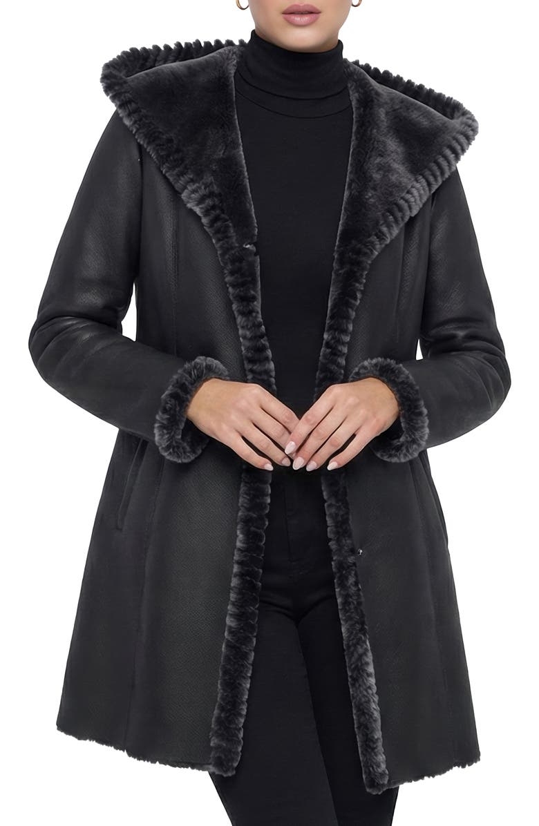 GORSKI Merino Genuine Shearling Parka With Whipstitch Trim, Alternate, color, Black Brisa