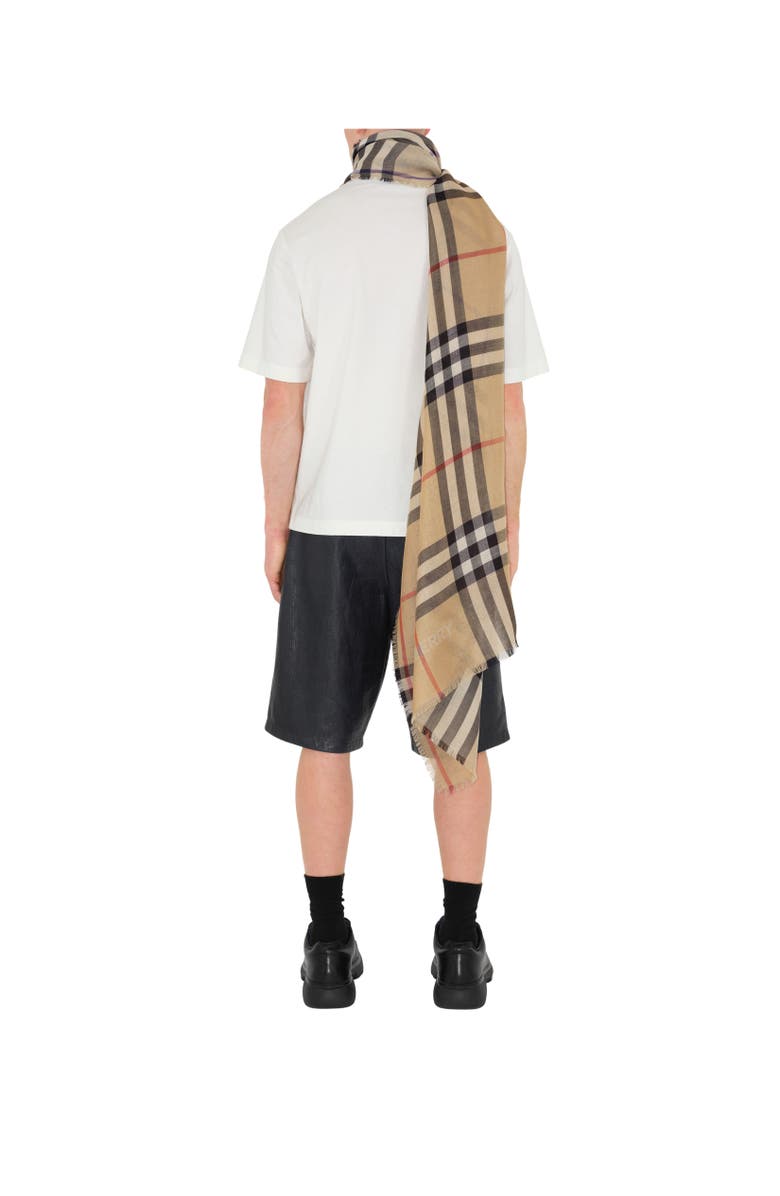 Burberry Check Wool Silk Scarf, Alternate, color, Sand/Lichen