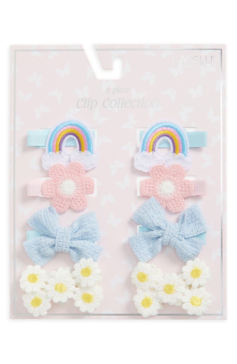 Capelli New York Kids' Assorted 8-Pack Spring Hair Clips, Main, color, Blue Pale Multi