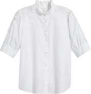 Caslon® Ruffle Lace Appliqué Cotton Top