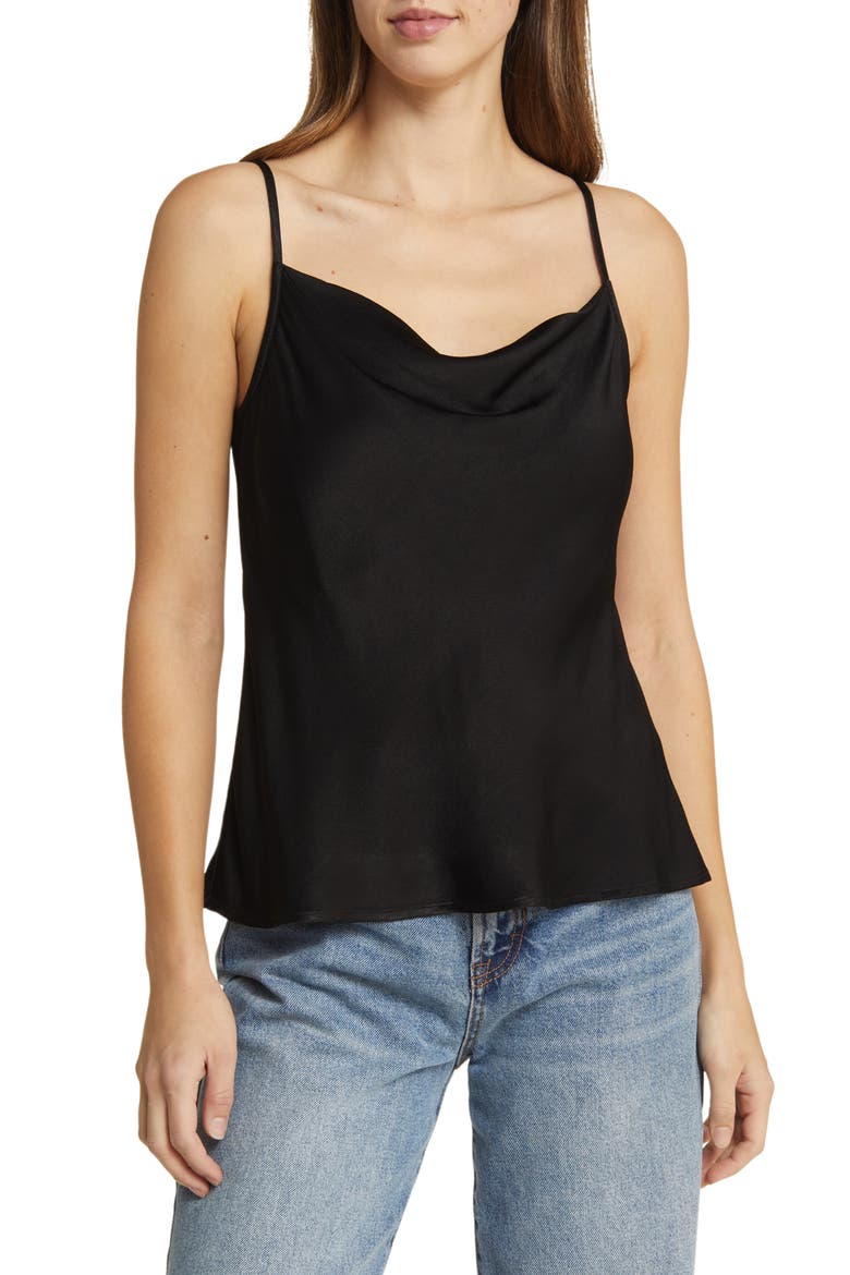 Cowl Neck Camisole, Main, color, BLACK