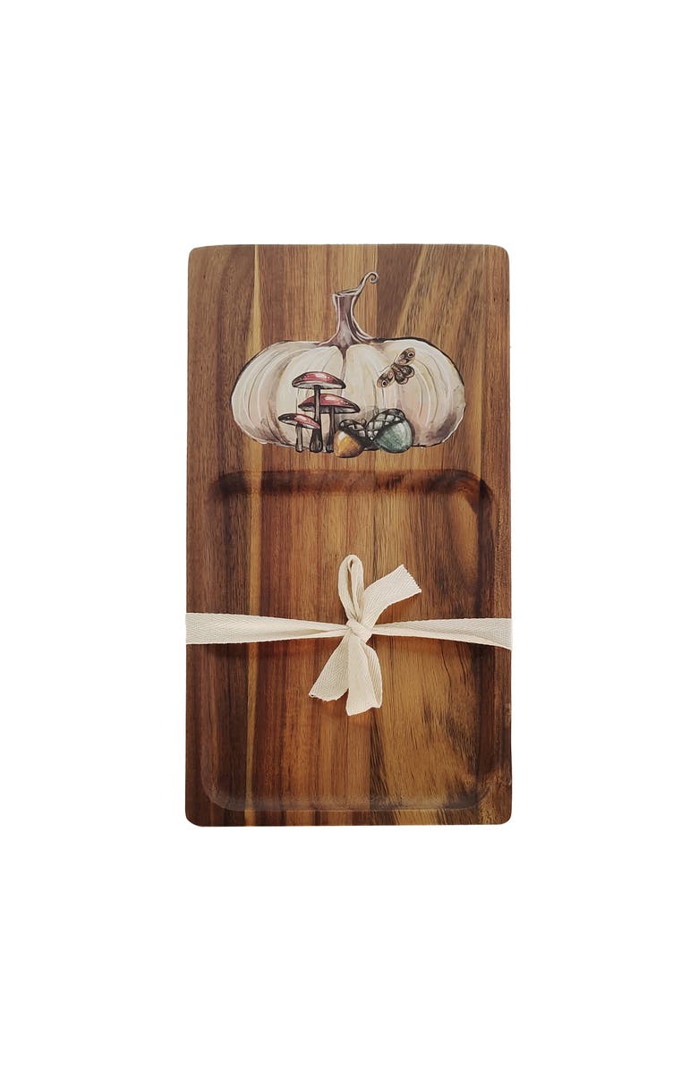 Transpac Wood Pumpkin App Board Serving Tray Multicolor Fall Decor, Main, color, Brown