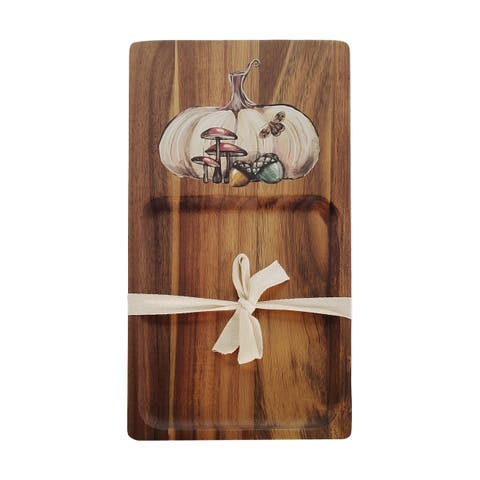 Wood Pumpkin App Board Serving Tray Multicolor Fall Decor