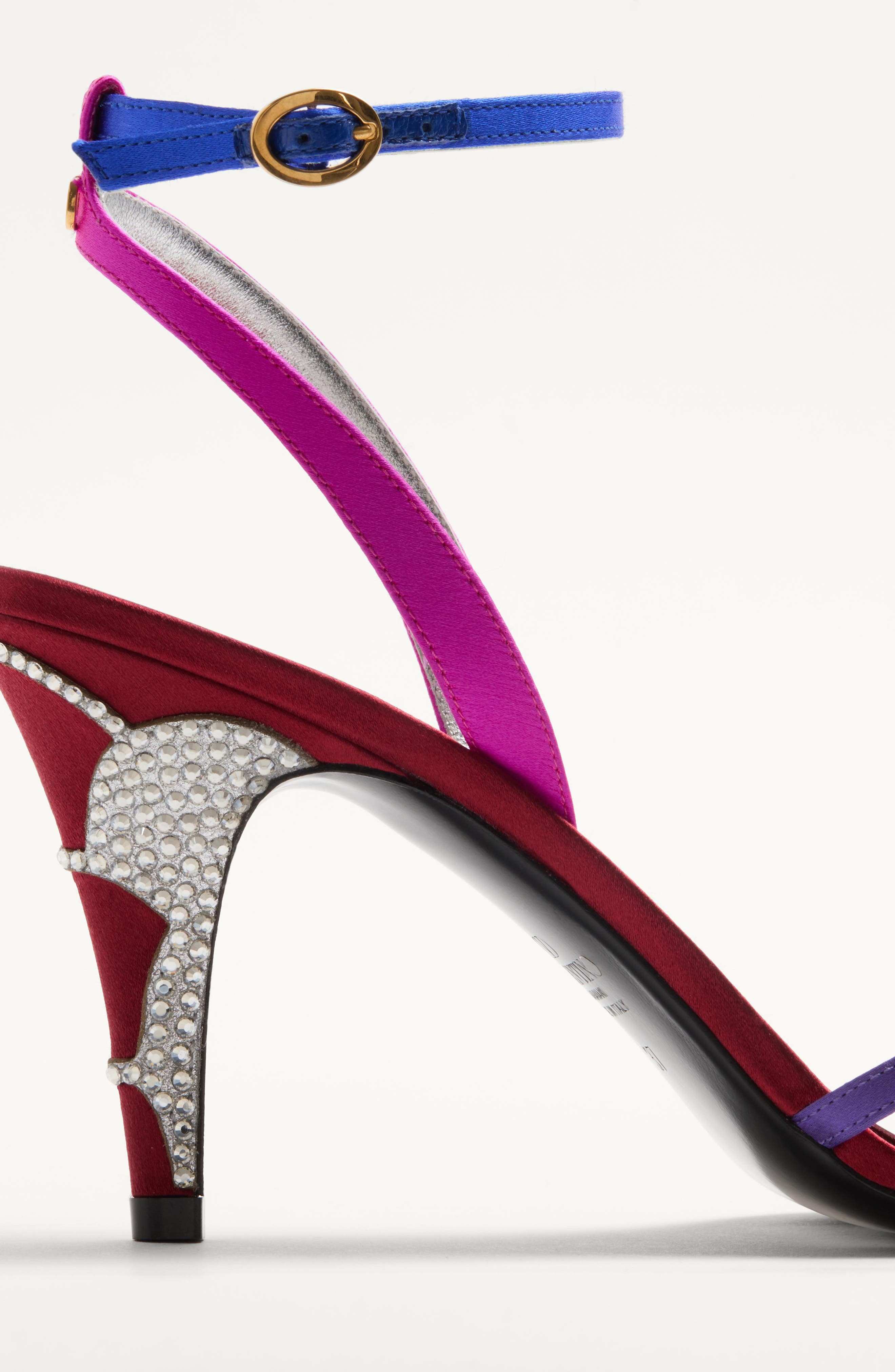 Valentino Garavani Ladycrush Ankle Strap Sandal, Alternate, color, Multicolor/Silver Shade