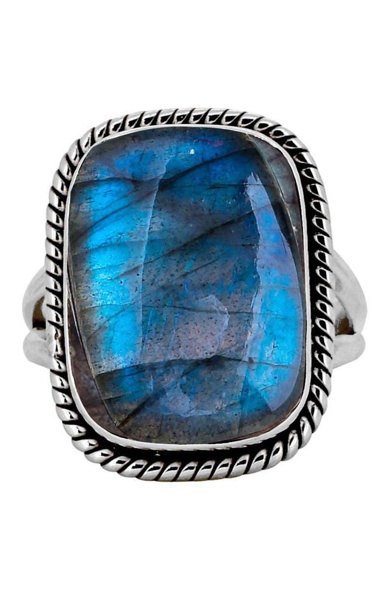 NITYA Labradorite Rope Work Sterling Silver Ring, Alternate, color, 