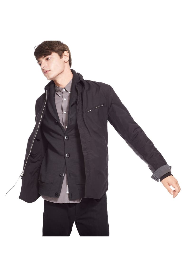 'Gaspar' Shaw Collar Cardigan, Alternate, color, BLACK