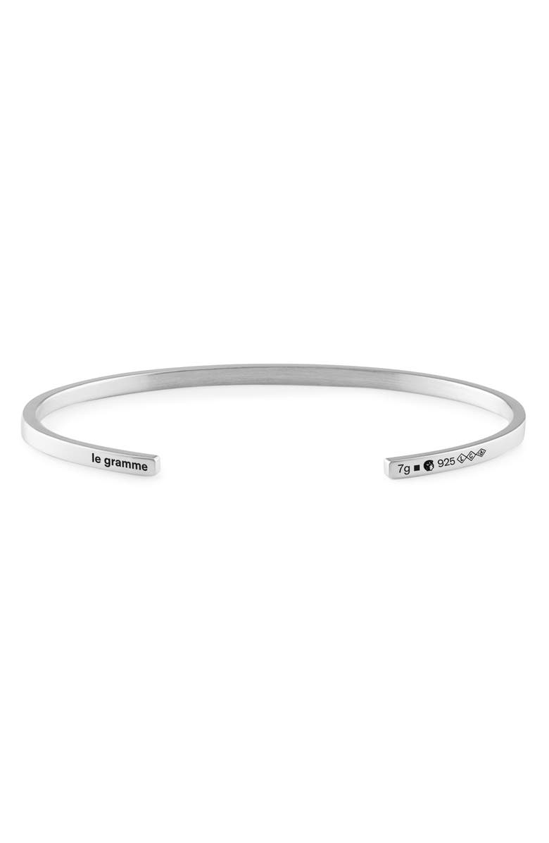 le gramme Men's 7G Polished Sterling Silver Ribbon Cuff Bracelet, Main, color, 