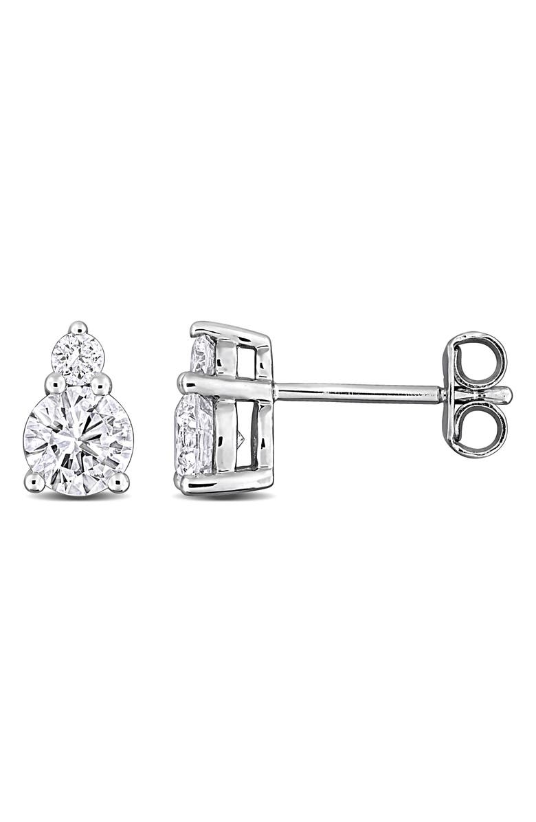 Created Forever Sterling Silver Lab Grown Diamond Stud Earrings, Main, color, White