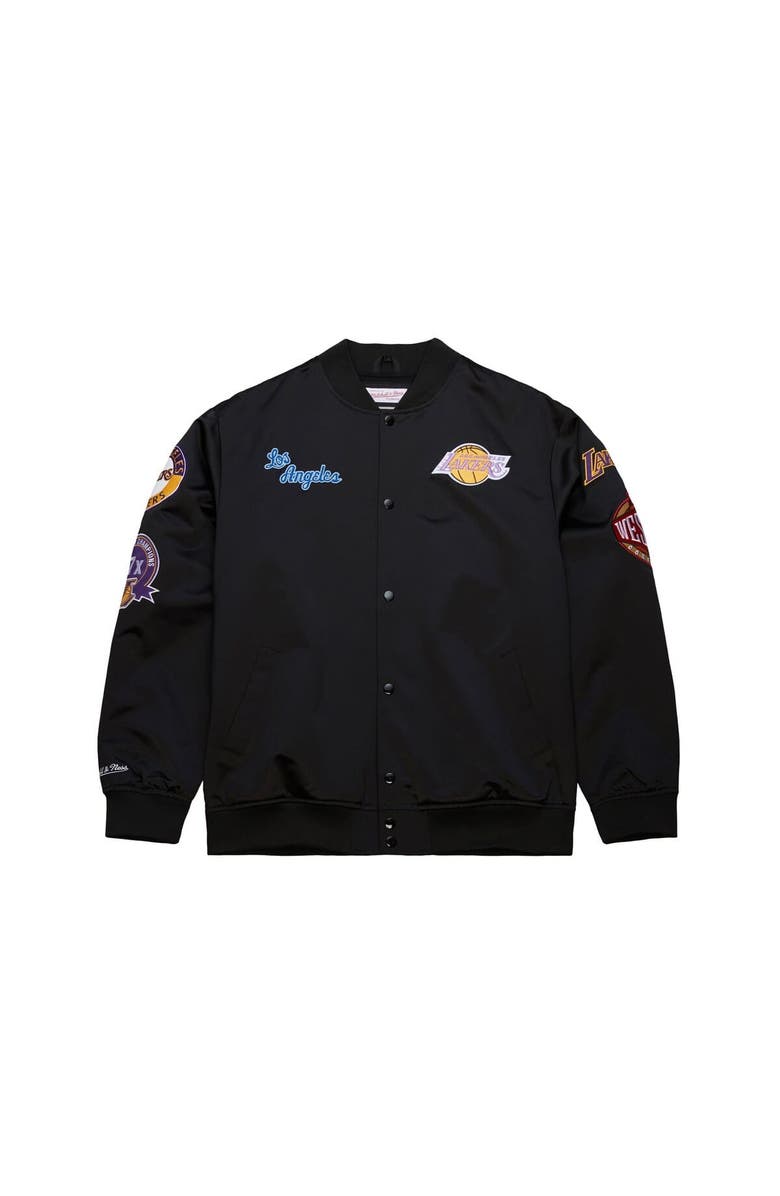 Mitchell & Ness Men's Mitchell & Ness Black Los Angeles Lakers Blackout Collection Vintage Full-Snap Satin Jacket, Alternate, color, Black