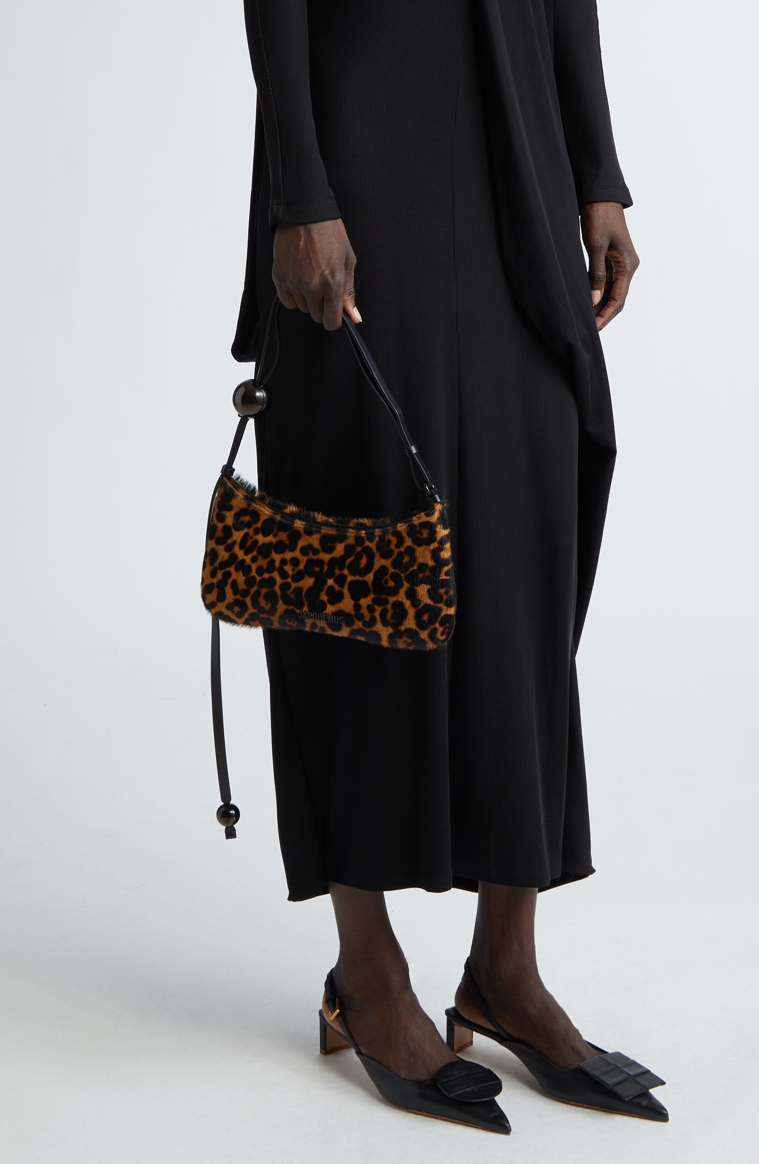 Jacquemus Le Bisou Pearle Leopard Print Genuine Calf Hair Shoulder Bag, Alternate, color, 