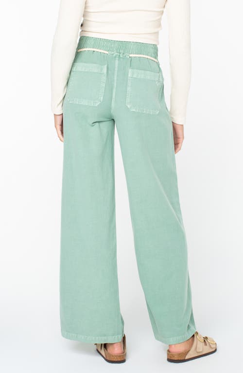 Roxy Paddle On Drawstring Cotton & Linen Pants In Green