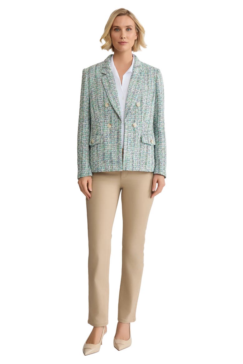 Faux Double Breasted Tweed Jacket, Alternate, color, KELLY MULTI