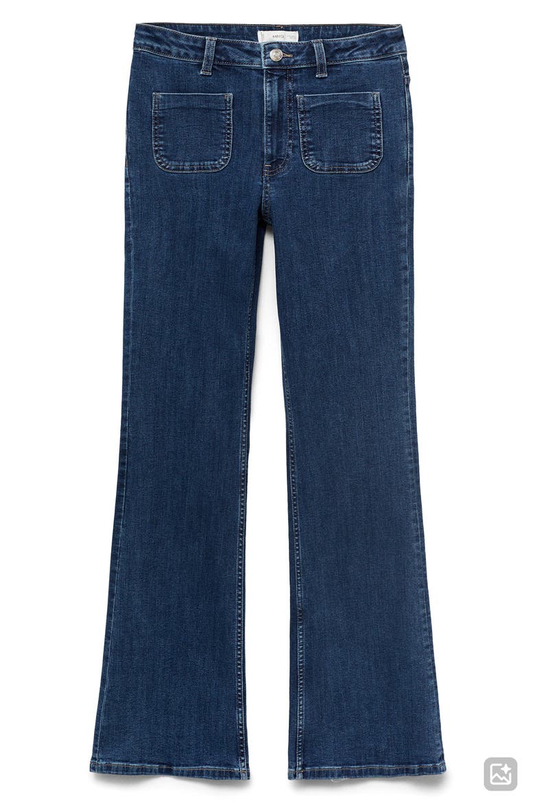 Patch Pocket Flare Jeans, Alternate, color, DARK BLUE