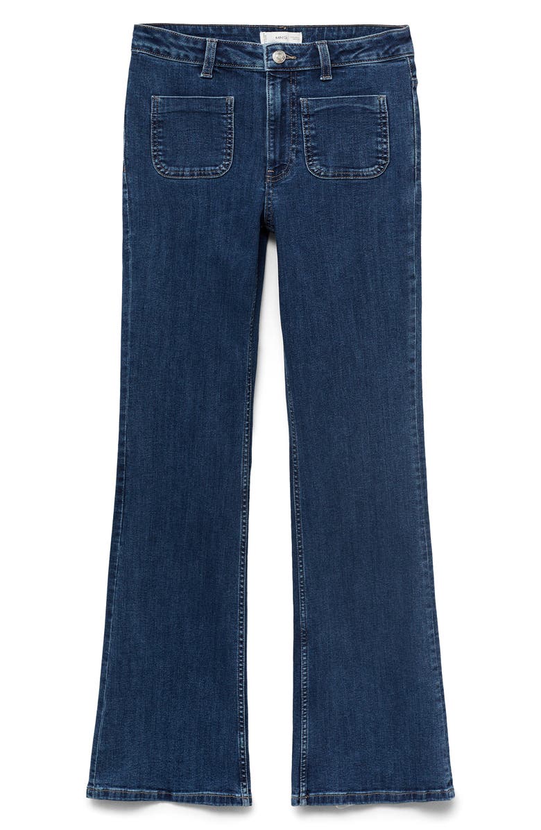 MANGO TEEN Patch Pocket Flare Jeans, Alternate, color, Dark Blue