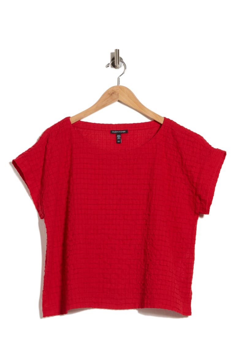 Boxy Boat Neck Organic Cotton Blend Top, Alternate, color, CRIMSON
